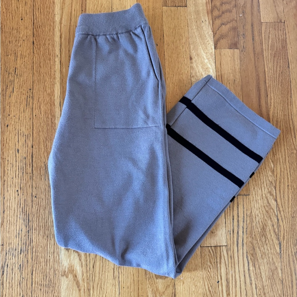 Cozy Knit Wide Leg Pants Taupe/Black Women’s XS